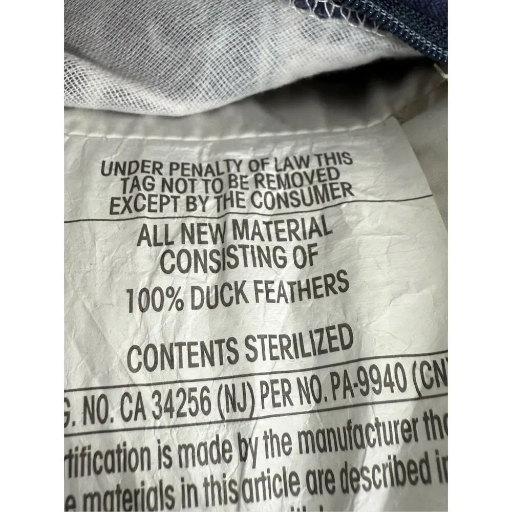 Celerie Kemble Linen Blend Blue Throw Pillow 22” X 12” Duck Feathers See Notes